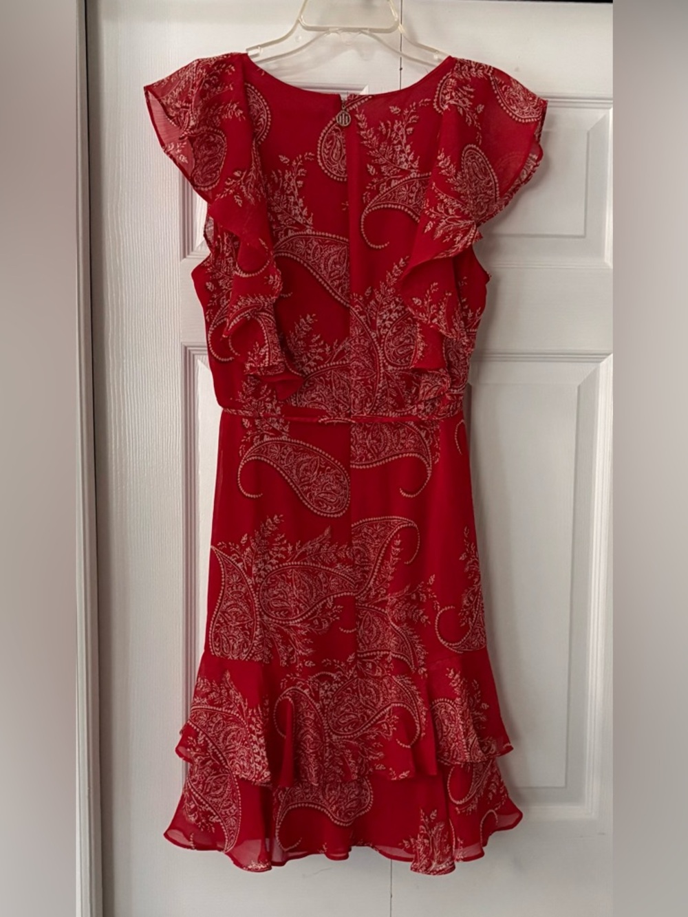Tommy Hilfiger Red Paisley Ruffle Mini Dress - Picture 11 of 16